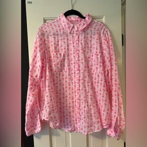 NWT  | Lilly Pulitzer | Sea View Button Down Shirt | Pink Topaz | sz XL